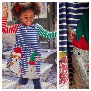 Mini Boden Festive Holiday Christmas Applique Hotchpotch Dress 6